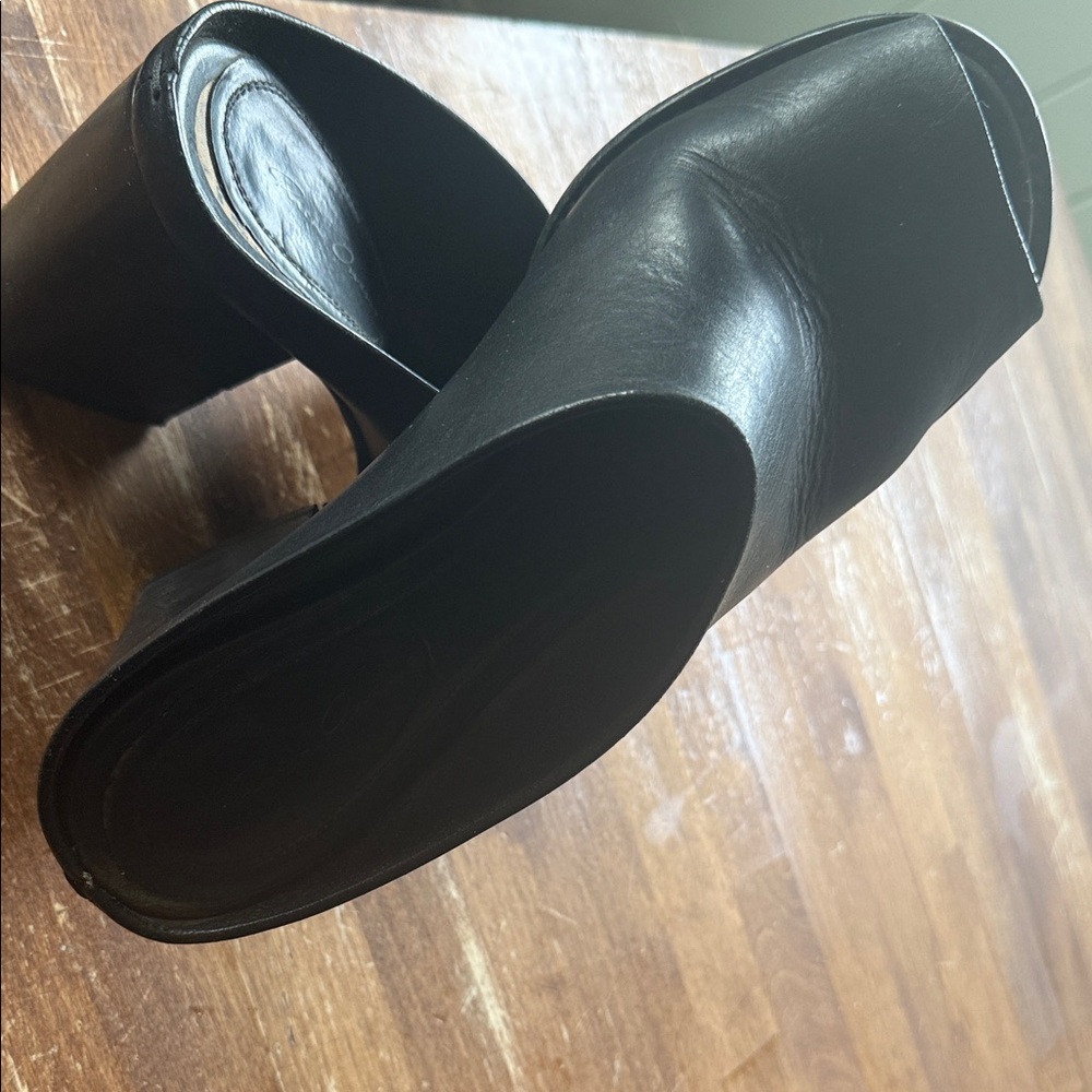 Rick Owens Black Open-Toe Leather Mules